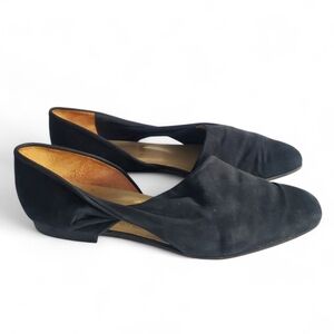 FRIDA Firenze Italian Vintage 90's Navy Blue Suede Pointed Toe Slip-On Flat EU37